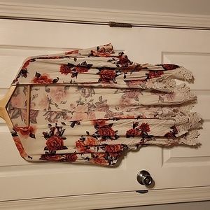 Charlotte Russe Rose Print Cardigan Duster